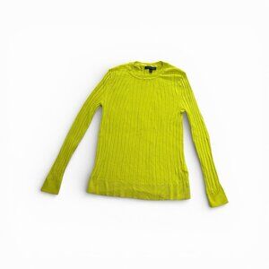 Banana Republic Womens Size Med Chartreuse Tapered Knit Sweater 100% Merino Wool